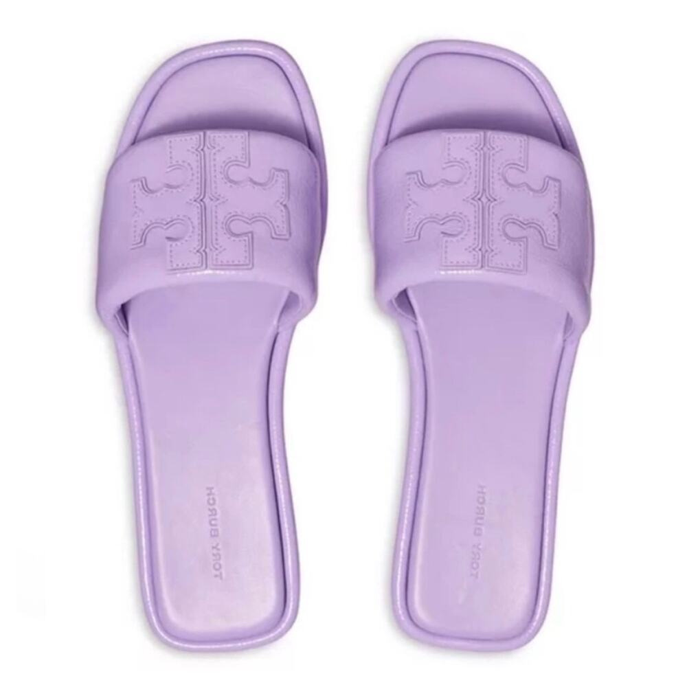 Tory Burch Double T Sport Slide Sandals Purple Size 8.5